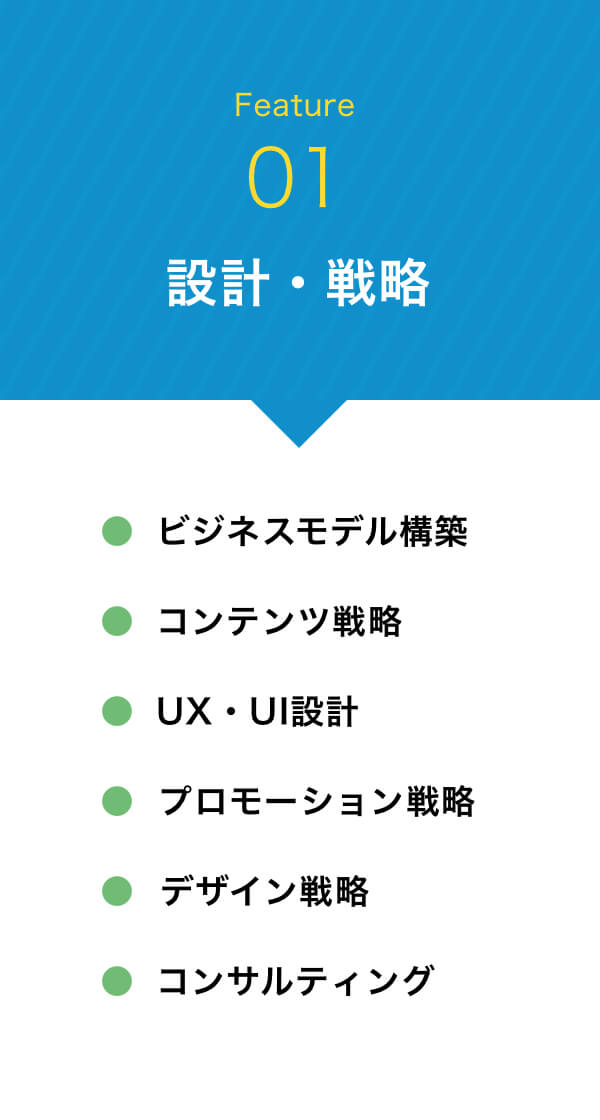 設計・戦略|ビジネスモデル構築/コンテンツ戦略/UX・UI設計/プロモーション戦略/デザイン戦略/コンサルティング